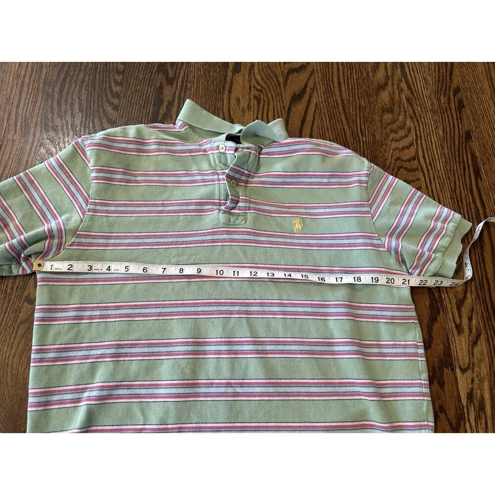 Polo Ralph Lauren Men Classic Fit Polo Shirt Pony Logo Green Stripe Size‎ Medium